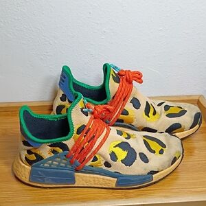 Adidas Leopard Print Sneakers with Orange and Green Accents